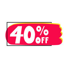 40% off. Badge for business company. Vector illustration on white background.