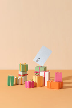 Colorful Gift Boxes With Credit Card For Celebrations