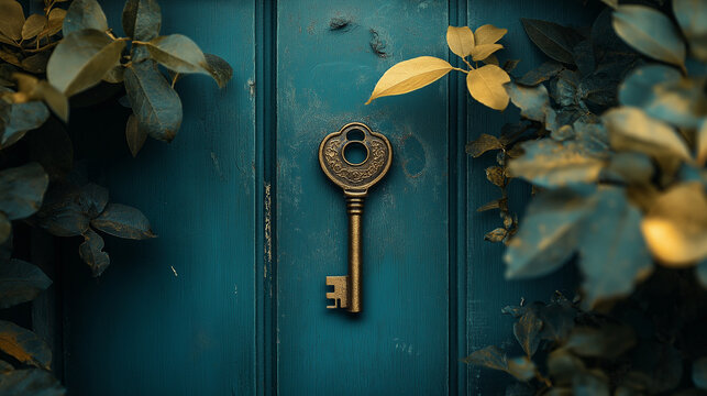 Unlocking the Unknown, a poster with a key unlocking a mysterious door, symbolizing discovering hidden secrets, with copy space, Curious Events Day