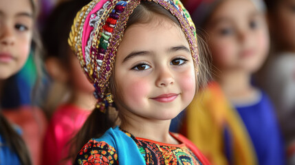 Fototapeta premium Celebrating Cultural Heritage The Beauty and Joy of Traditional Attire in Young Children