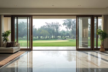 Modern Home with Green Garden View and Sunlight streaming In