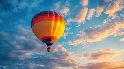 Fototapeta premium A hot air balloon floats through the sky 