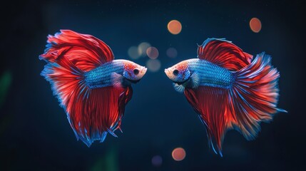 Obraz premium Two Siamese Fighting Fish Facing Each Other