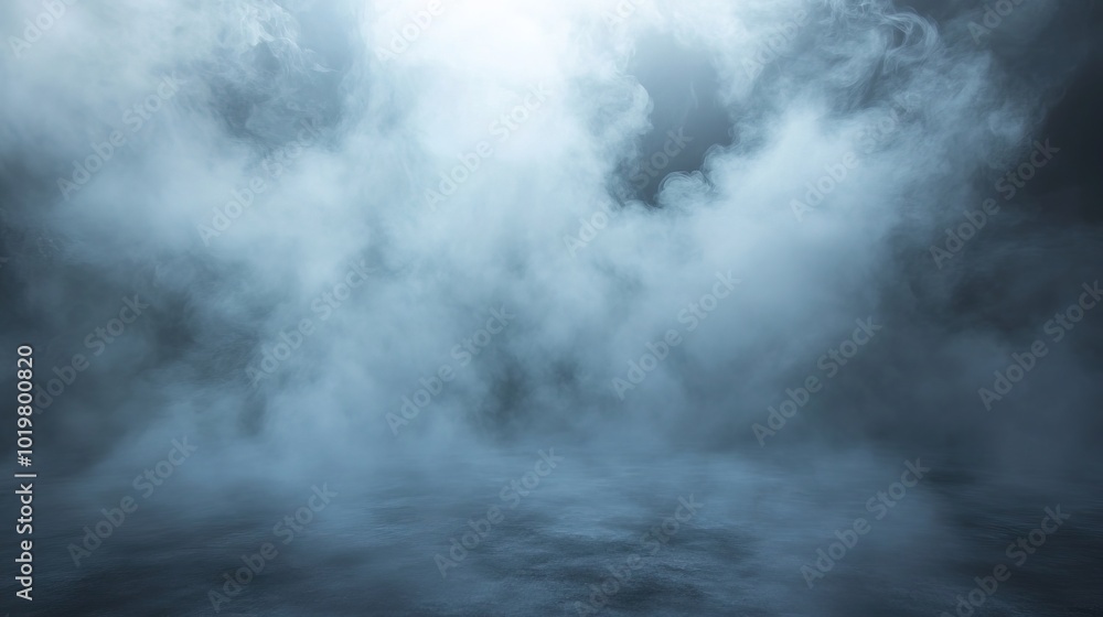 Wall mural Smoke black ground fog cloud floor mist background 