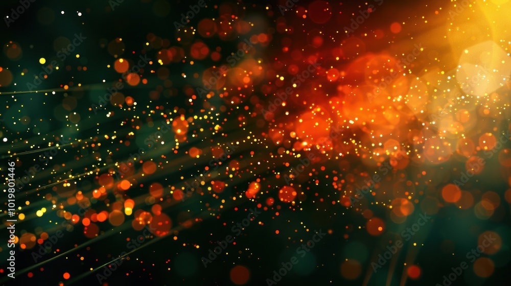 Poster abstract bokeh lights with glowing particles