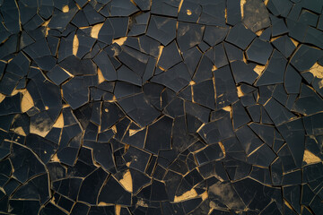 Black chaotic mosaic, banner. AI generation.