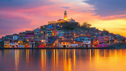 Obraz premium sunset over the city