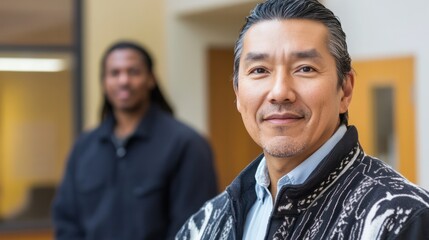 Fototapeta premium Native American engineer develops encryption in cloud computing Ensures secure data storage and privacy in the cloud