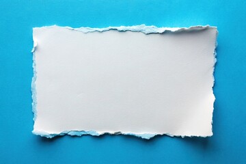 Obraz premium Blank white paper with torn edges on blue background