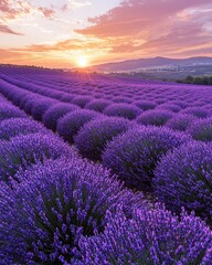 Obraz premium Dreamy Lavender Field at Sunset