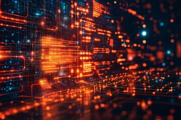 Obraz premium Digital Technology background of data and network