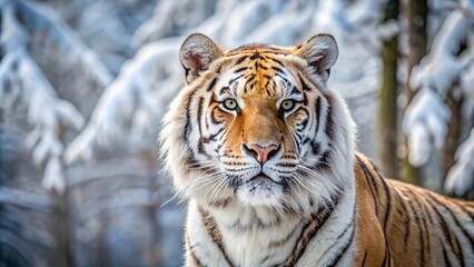 Fototapeta premium bleached tiger in snowy forest