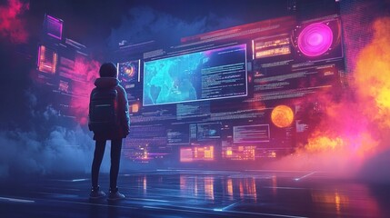 Obraz premium Future Online Learning Background Concept 