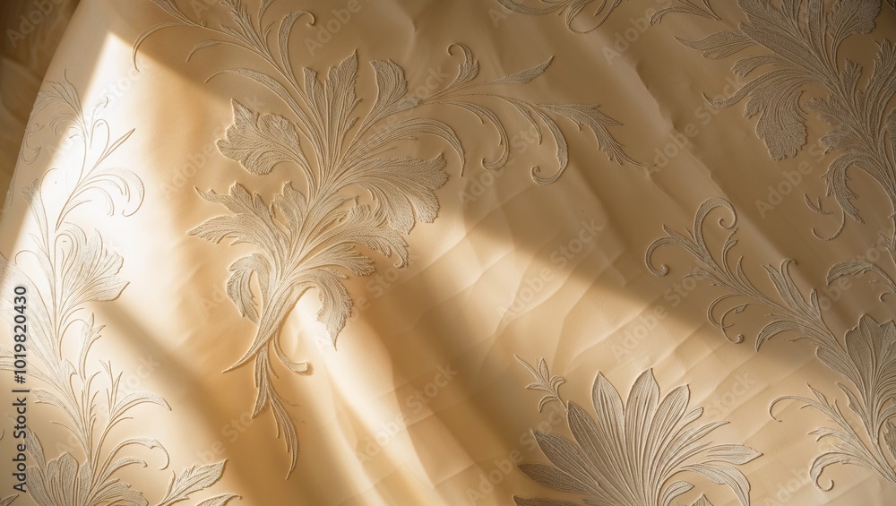 Poster Beige fabric with a delicate floral pattern.