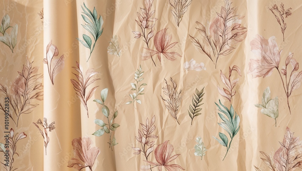 Sticker Beige fabric with a delicate floral pattern.