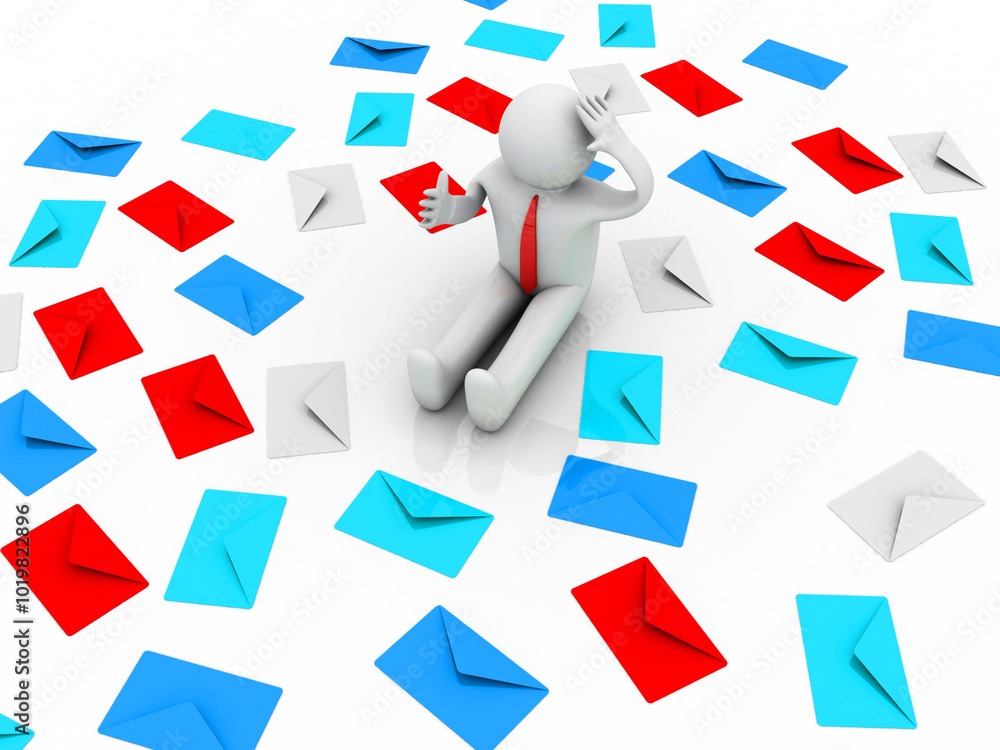 Poster 3d rendering envelope network with people
