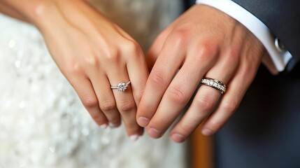 A couple holding hands with engagement rings visible, symbolizing the promise of marriage, engagement rings, love and commitment