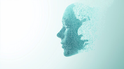 Obraz premium A digital face made of binary code, representing artificial intelligence and data. 