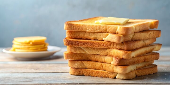 Delicious stack of buttered toast perfect for breakfast , breakfast, buttered, toast, stack, delicious, fresh, golden, morning