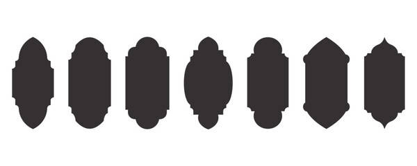 Islamic shapes Ramadan window frame design. Turkish and Indian vector ornament. Arabic door arch. Oriental architecture elements