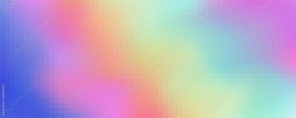 Aufkleber pixel square rainbow pattern. abstract gradient mosaic background. vector grid texture. color geomet