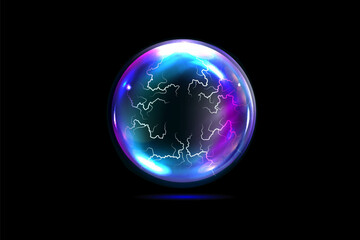 Sphere shield abstract energy protection spheres. Force field globe shell. Dome barrier technology vector set.