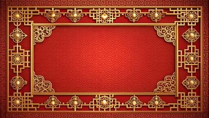 Intricate Chinese decorative frame featuring traditional motifs and patterns, Chinese, decorative, frame, ornate