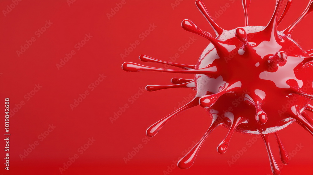 Aufkleber vibrant red splash abstract representation of virus and pathogen imagery