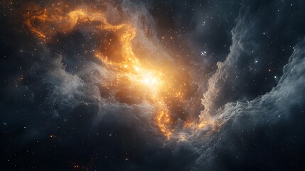 Obraz premium Cosmic Explosion of Fiery Celestial Energy in the Depths of the Universe