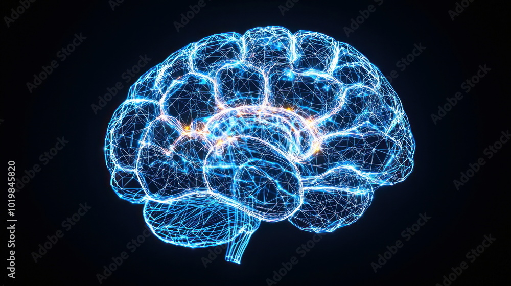 Poster exploring the mysteries of the human mind a digital representation of the brain's complexity