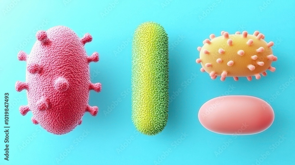 Poster microscopic viruses and bacteria collection set explore the hidden world of microorganisms