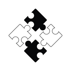 puzzle flat black outlines design