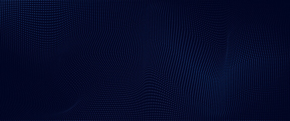 Abstract Waving Particle Technology Background Design. Abstract wave moving dots flow particles, hi-tech and big data background design for brochures,