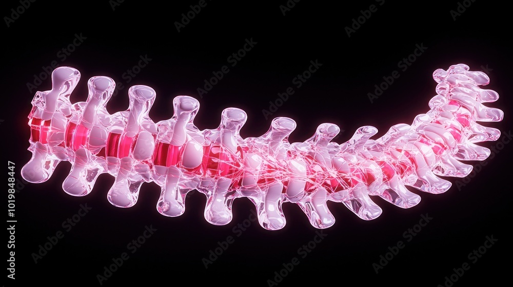 Aufkleber Rendered Medically Accurate Illustration of a Human Spine Highlighting Structure and Functionality
