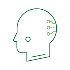 AI Human Neural Collaboration System Vector ICon Design, cybernetics, innovation, AI head, tech