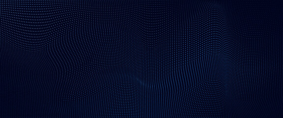 Abstract Waving Particle Technology Background Design. Abstract wave moving dots flow particles, hi-tech and big data background design for brochures,