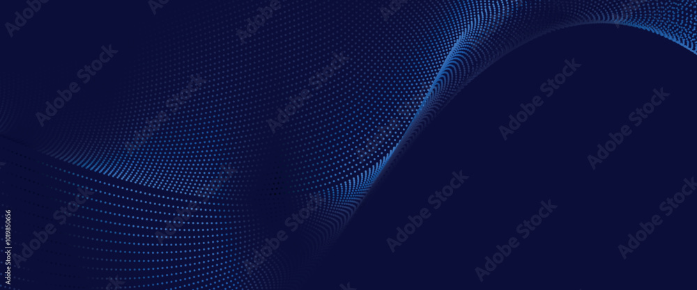 Poster abstract technology big data digital background. dot blue wave light screen gradient texture backgro
