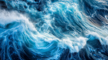 Obraz premium Vivid blue ocean waves in motion captured from above