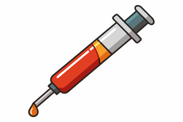 Medical syringe with blood icon