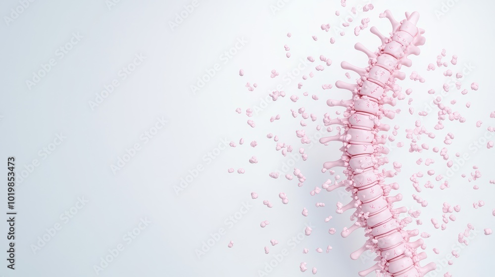 Aufkleber rendered medically accurate illustration of a human spine with 3d visualization of vertebrae structu
