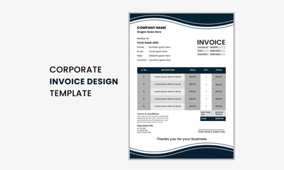 Corporate and business invoice design template design, Creative invoice template. Vector business stationary design.