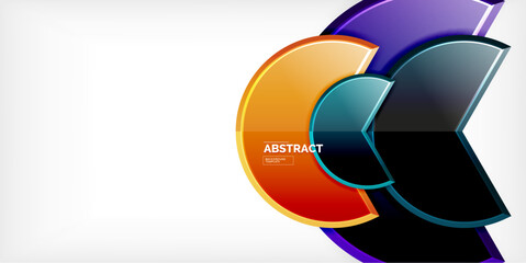 Obraz premium Glass reflective geometric round shapes background. Vector Illustration For Wallpaper, Banner, Background, Card, Book Illustration, landing page