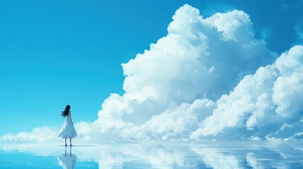 Fototapeta premium Solitude Under a Sky of Cotton