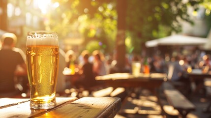 Refreshing Beer in a Sunny Beer Garden