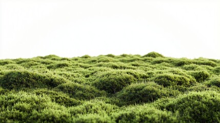 endless field covered grass, moss and herbs on white background
