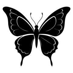 Butterflies black silhouette isolated on a white background. Flying butterflies icon set.