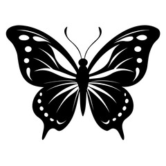 Butterflies black silhouette isolated on a white background. Flying butterflies icon set.