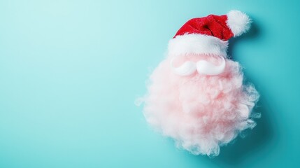 Fluffy Santa Beard on Light Blue Background