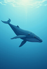 Naklejka premium Majestic Blue Whale Vector Art: Stunning Marine Life Illustration for Nature Lovers