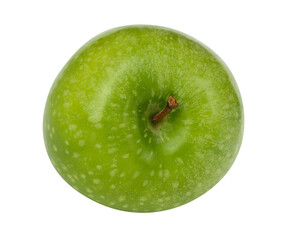 Green apple with spots with stem isolated